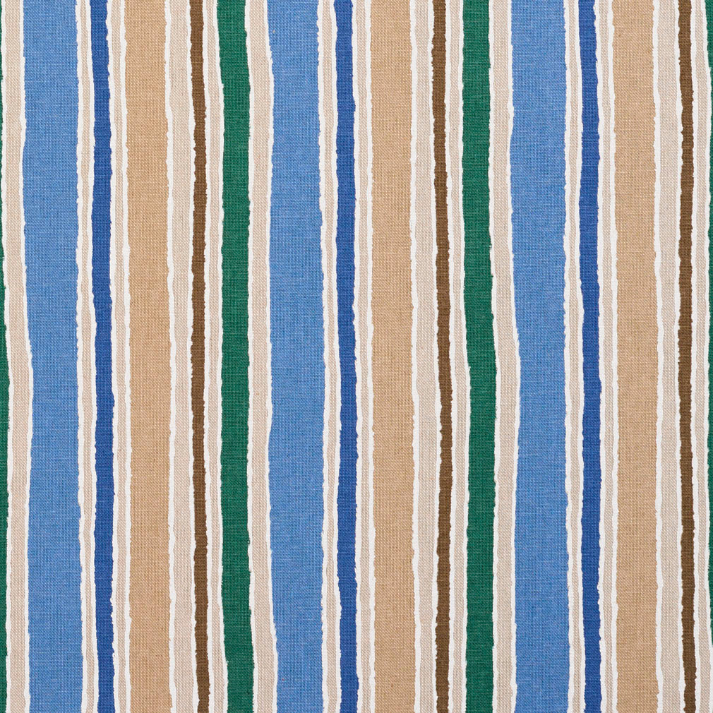 Essentials Blue Teal Ivory Tan White Stripe Upholstery Drapery Fabric
