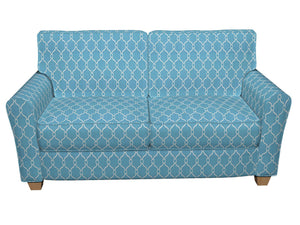 Essentials Linen Upholstery Drapery Fabric Blue White  Embroidered Trellis Geometric