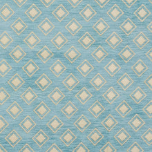 Load image into Gallery viewer, Essentials Chenille Blue White Geometric Diamond Upholstery Fabric