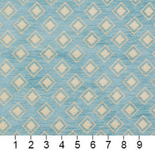 Load image into Gallery viewer, Essentials Chenille Blue White Geometric Diamond Upholstery Fabric