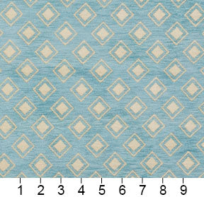 Essentials Chenille Blue White Geometric Diamond Upholstery Fabric