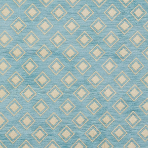 Essentials Chenille Blue White Geometric Diamond Upholstery Fabric