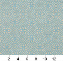 Load image into Gallery viewer, Essentials Chenille Blue White Geometric Medallion Upholstery Fabric