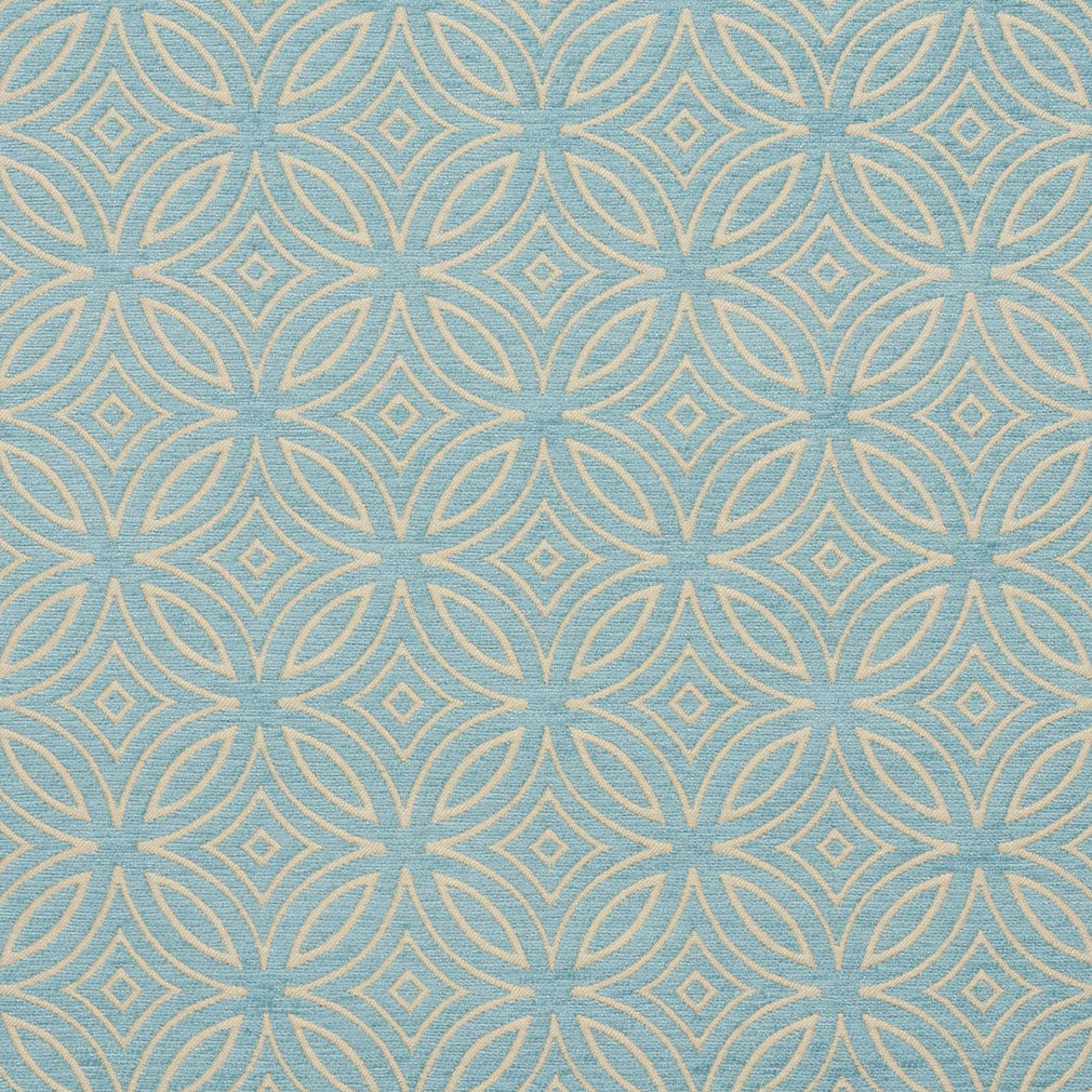 Essentials Chenille Blue White Geometric Medallion Upholstery Fabric