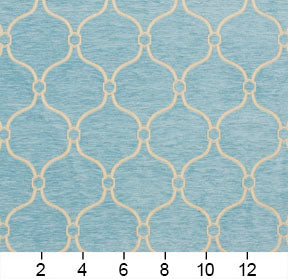 Essentials Chenille Blue White Geometric Trellis Upholstery Fabric