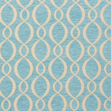 Load image into Gallery viewer, Essentials Chenille Blue White Oval Trellis Upholstery Fabric