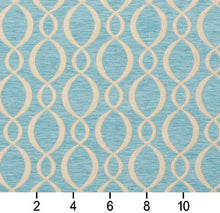 Load image into Gallery viewer, Essentials Chenille Blue White Oval Trellis Upholstery Fabric