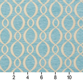 Essentials Chenille Blue White Oval Trellis Upholstery Fabric