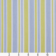 Load image into Gallery viewer, Essentials Outdoor Stain Resistant Upholstery Drapery Fabric Blue Yellow / Spring Wide Stripe