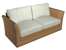 Load image into Gallery viewer, Essentials Outdoor Stain Resistant Upholstery Drapery Fabric Blue Yellow / Spring Wide Stripe