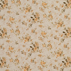 Essentials Botanical Beige Sienna Gold Green Rose Floral Print Upholstery Drapery Fabric