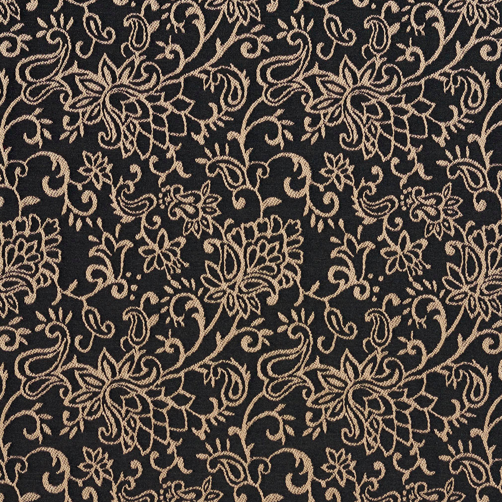 Essentials Heavy Duty Upholstery Drapery Botanical Fabric Black / Onyx Garden
