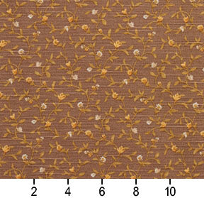 Essentials Botanical Brown Gold Beige Rose Floral Print Upholstery Drapery Fabric