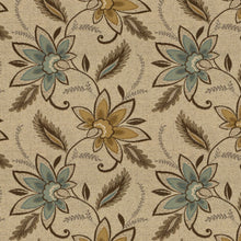 Load image into Gallery viewer, Essentials Outdoor Upholstery Drapery Botanical Fabric / Brown Olive Blue