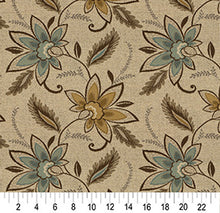 Load image into Gallery viewer, Essentials Outdoor Upholstery Drapery Botanical Fabric / Brown Olive Blue