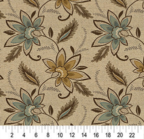 Essentials Outdoor Upholstery Drapery Botanical Fabric / Brown Olive Blue