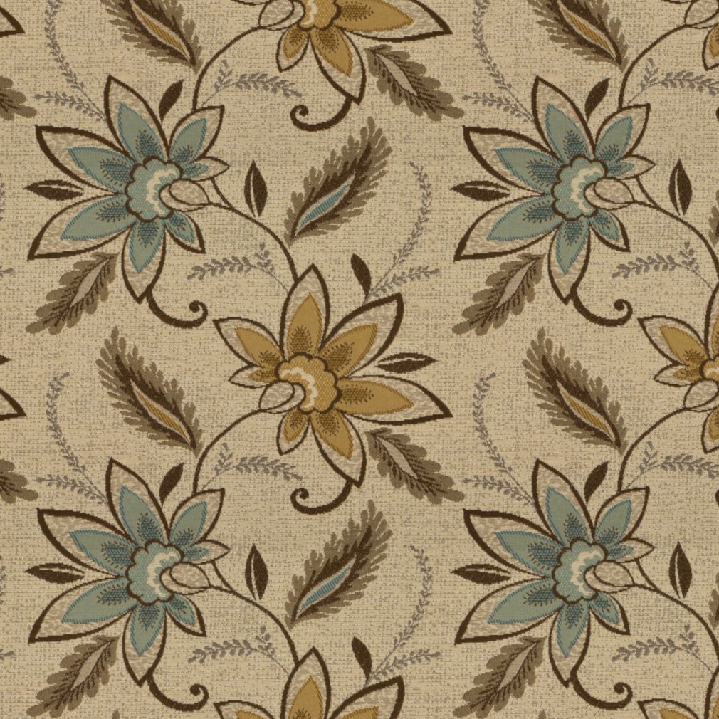 Essentials Outdoor Upholstery Drapery Botanical Fabric / Brown Olive Blue