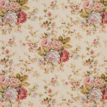 Load image into Gallery viewer, Essentials Botanical Creamy Coral Ivory Burgundy Green Rose Floral Print Upholstery Drapery Fabric