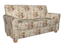 Load image into Gallery viewer, Essentials Botanical Creamy Coral Ivory Burgundy Green Rose Floral Print Upholstery Drapery Fabric