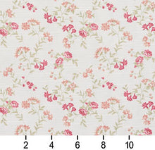Load image into Gallery viewer, Essentials Botanical Crimson Coral Green White Rose Floral Print Upholstery Drapery Fabric