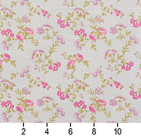 Essentials Botanical Ivory Pink Mauve Lime Rose Floral Print Upholstery Drapery Fabric