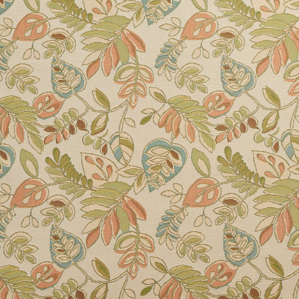 Essentials Outdoor Upholstery Drapery Botanical Leaf Fabric / Beige Coral Green