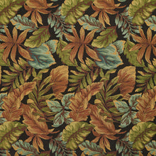 Load image into Gallery viewer, Essentials Outdoor Upholstery Drapery Botanical Leaf Fabric / Black Blue Green