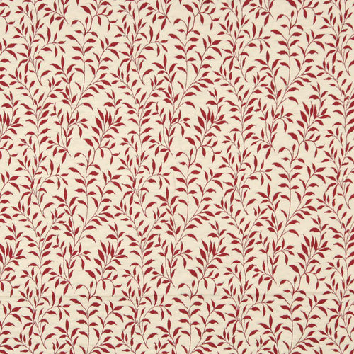 Essentials Heavy Duty Botanical Leaf Upholstery Drapery Fabric / Burgundy White