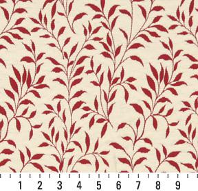 Essentials Heavy Duty Botanical Leaf Upholstery Drapery Fabric / Burgundy White