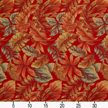Load image into Gallery viewer, Essentials Outdoor Upholstery Drapery Botanical Leaf Fabric / Red Blue Coral