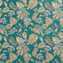 Load image into Gallery viewer, Essentials Outdoor Upholstery Drapery Botanical Leaf Fabric / Teal Green Beige