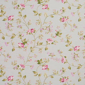 Essentials Botanical Light Blue Pink White Green Rose Floral Print Upholstery Drapery Fabric