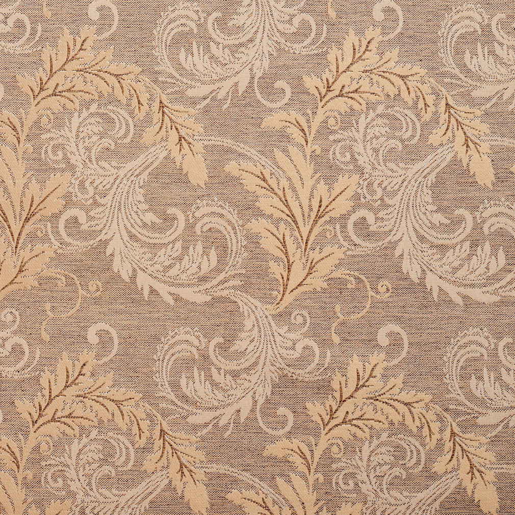 Essentials Heavy Duty Upholstery Drapery Botanical Fabric Light Brown / Antique Leaf