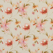 Load image into Gallery viewer, Essentials Botanical Maroon Coral Orange Olive Ivory Rose Floral Print Upholstery Drapery Fabric