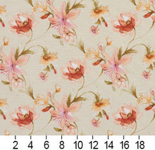 Load image into Gallery viewer, Essentials Botanical Maroon Coral Orange Olive Ivory Rose Floral Print Upholstery Drapery Fabric
