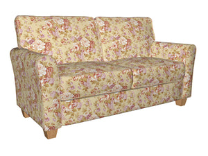 Essentials Botanical Mustard Coral White Red Mauve Olive Rose Floral Print Upholstery Drapery Fabric