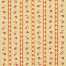 Load image into Gallery viewer, Essentials Botanical Mustard Orange Mauve Olive Rose Floral Stripe Print Upholstery Drapery Fabric