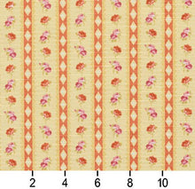 Load image into Gallery viewer, Essentials Botanical Mustard Orange Mauve Olive Rose Floral Stripe Print Upholstery Drapery Fabric