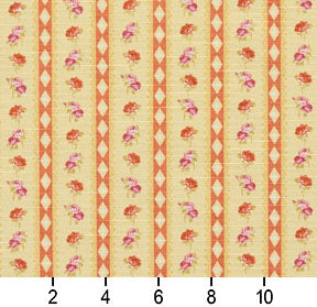 Essentials Botanical Mustard Orange Mauve Olive Rose Floral Stripe Print Upholstery Drapery Fabric