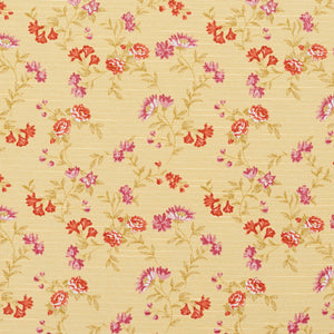 Essentials Botanical Mustard Red Mauve Olive Rose Floral Print Upholstery Drapery Fabric