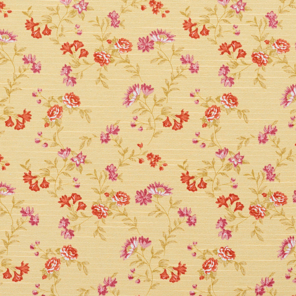 Essentials Botanical Mustard Red Mauve Olive Rose Floral Print Upholstery Drapery Fabric