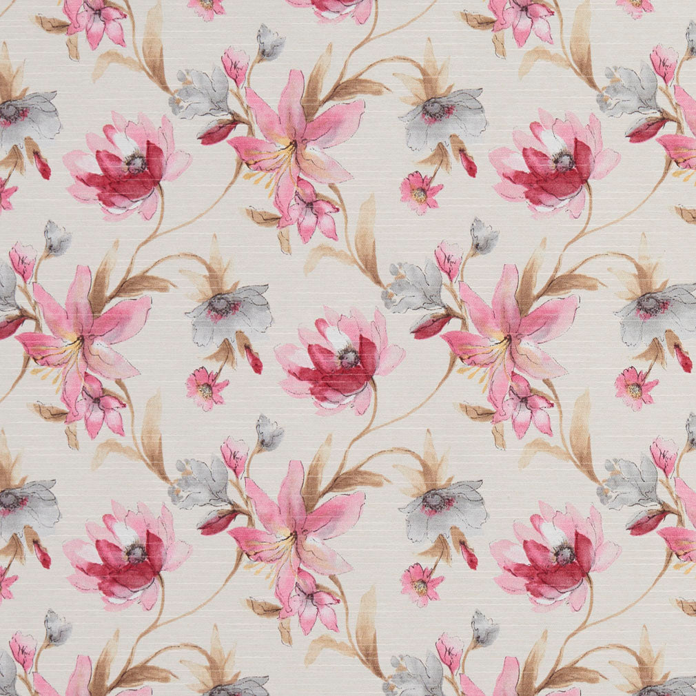 Essentials Botanical Navy Crimson Pink Sienna White Rose Floral Print Upholstery Drapery Fabric