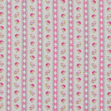 Load image into Gallery viewer, Essentials Botanical Pink Gray Mauve Lime Rose Floral Stripe Print Upholstery Drapery Fabric
