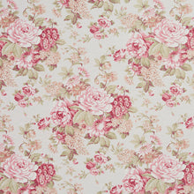 Load image into Gallery viewer, Essentials Botanical Pink White Crimson Coral Green Rose Floral Print Upholstery Drapery Fabric