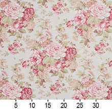 Load image into Gallery viewer, Essentials Botanical Pink White Crimson Coral Green Rose Floral Print Upholstery Drapery Fabric