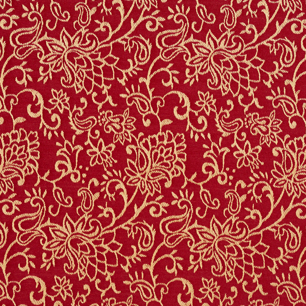 Essentials Heavy Duty Upholstery Drapery Botanical Fabric Red / Crimson Garden