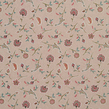 Load image into Gallery viewer, Essentials Botanical Tan Teal Coral Red Rose Floral Print Upholstery Drapery Fabric