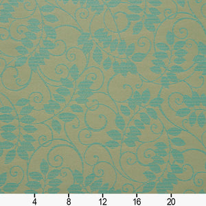 Essentials Indoor Outdoor Upholstery Drapery Botanical Fabric Turquoise / Seafoam Vine