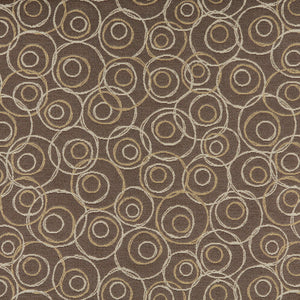 Essentials Mid Century Modern Geometric Brown Beige Circles Upholstery Fabric / Mocha