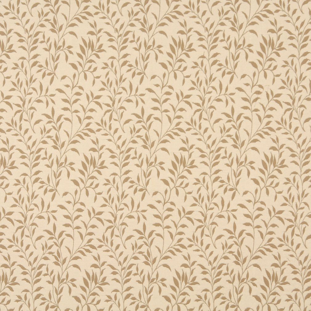 Essentials Floral Drapery Upholstery Fabric Brown Beige / Cream Leaf